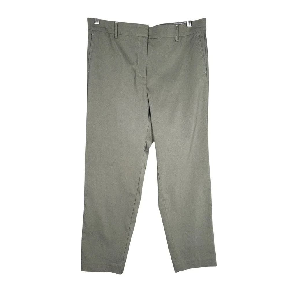 J. Jill Women Wearever Refined Woven Trousers 12 Petite Olive Green Workwear